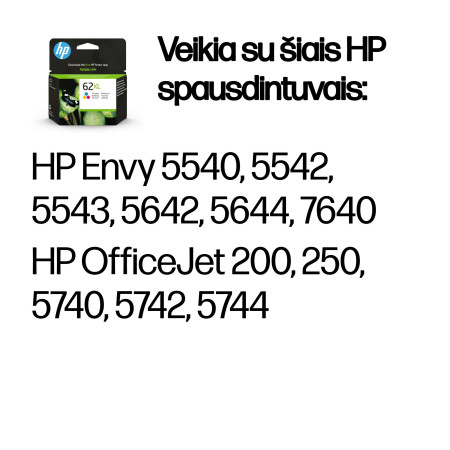 HP 62XL Didelio Pajėgumo Tri-color Original Tuszo Kasetė