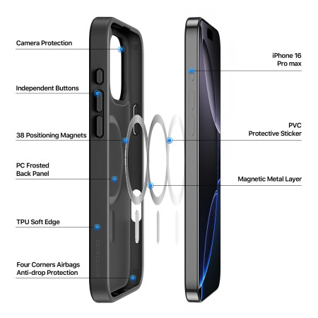 Dėklas Dux Ducis Yind Apple iPhone 16 Pro Max juodas