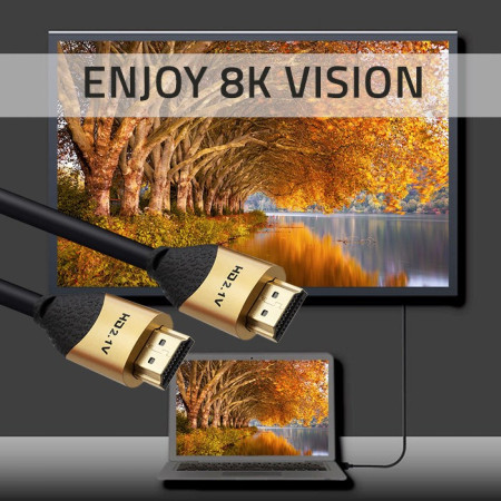 Qoltec HDMI kabelis v2.1 Ultra didelės spartos 8K | 60Hz | 30AWG | Auksinis | 1m