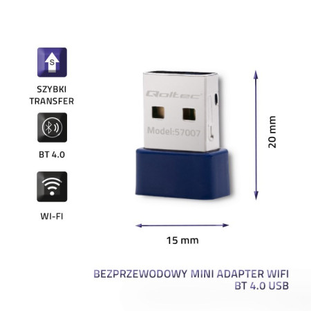 Qoltec Mini WiFi Adapteris N Standartas