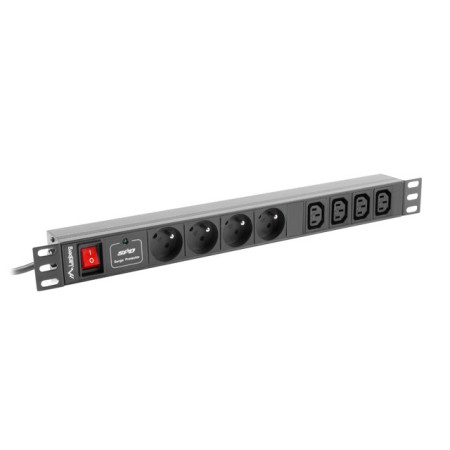 Lanberg 19" 1U 10A 4x PL 4x IEC C13 2m juoda PDU
