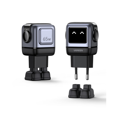 Ugreen Nexode RG Robot GaN, 2x USB-C + USB, 65W Juoda