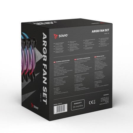 Savio FAN-01 4-vnt. 120mm ARGB Ventiliatoriai