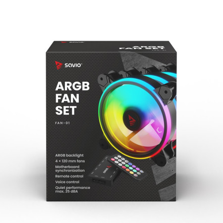 Savio FAN-01 4-vnt. 120mm ARGB Ventiliatoriai