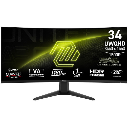 MSI MAG 346CQ kompiuterio monitorius 86,4 cm (34") UltraWide Dual Quad HD Juoda
