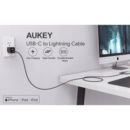 Aukey CB-CL03 USB C - Lightning kabelis, 2m