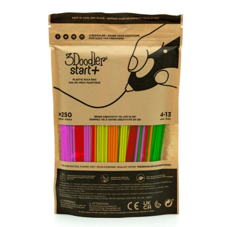 3Doodler Start Eko Filamentas | 2.5mm | 250 vnt. | Neon Glow spalvos