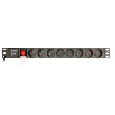 Gembird PDU maitinimo juosta, 8 lizdai, 1U, 16A, Schuko 3m
