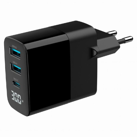 USB Įkroviklis 30W 3 Portai Juodas