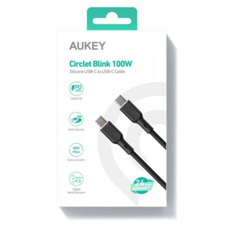 AUKEY USB-C Power Delivery 100W 5A 1m Juodas