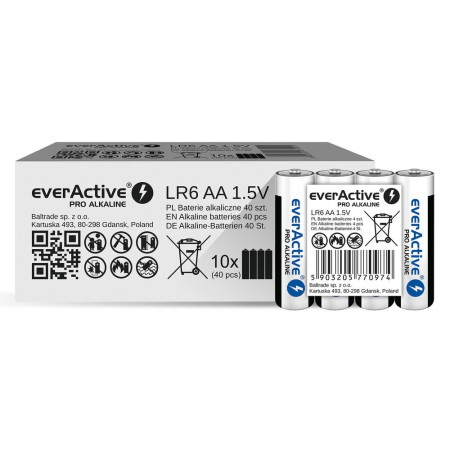 Šarminės baterijos everActive Pro Alkaline LR6 AA - 4 vnt.