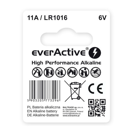 everActive 11A LR1016 MN11 nuotolinio valdymo pultelio baterija - 1 vnt.
