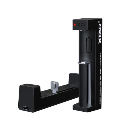 USB-C ličio jonų cilindrinis akumuliatoriaus įkroviklis - 1 kanalas