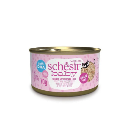 SCHESIR Baby Chicken su kepenėlėmis sultinyje - 70g