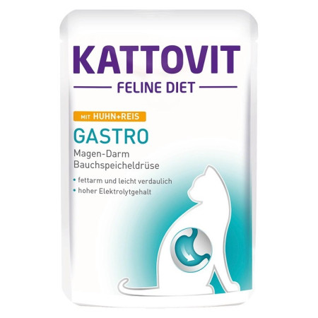 KATTOVIT Feline Diet Gastro Vištiena su ryžiais - šlapias kačių maistas - 85g