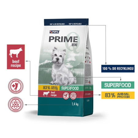 PUPIL Prime Mini su jautiena ir kepenėlėmis 1,4 kg