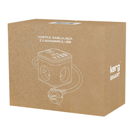 KERG SMART 3 lizdų maitinimo juosta su USB-A ir USB-C įkrovikliu 1,5 m