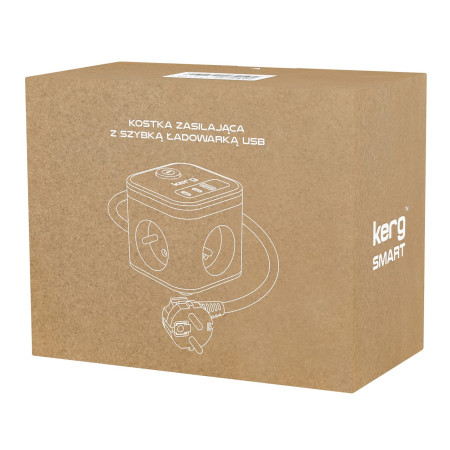 KERG SMART 3 lizdų maitinimo juosta su USB-A ir USB-C įkrovikliu 1,5 m