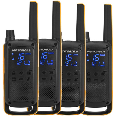 Motorola Talkabout T82 Extreme Quad Pack radijo stotis, 16 kanalų, juoda, oranžinė