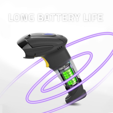 Qoltec 50856 Belaidis brūkšninių kodų skaitytuvas 1D ir 2D | 2,4 GHz