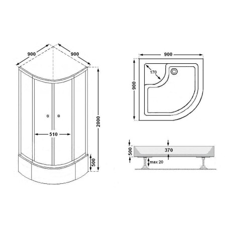Dušo kabina AA90 FABRIC