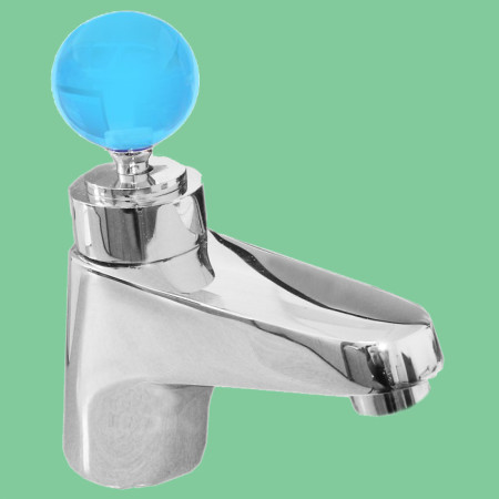 Maišytuvas praustuvui chromuotas su mėlyna rankenėle