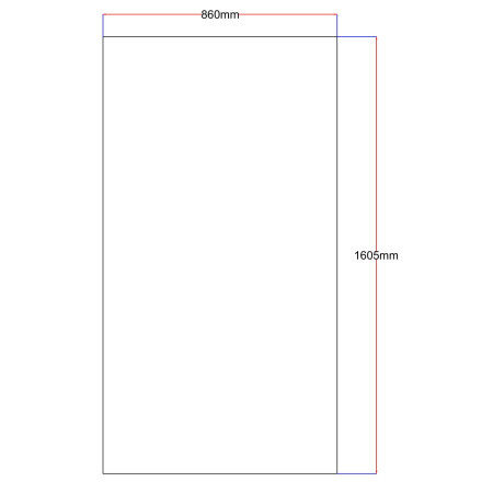 Dušo kabinos šoninis stiklas 860x1605 grey