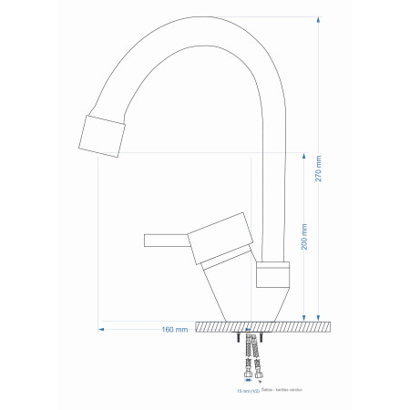 Virtuvinis maišytuvas su paaukštintu snapu 27 cm