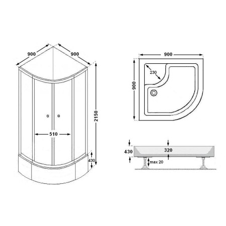Dušo kabina R8804B pilka/juoda