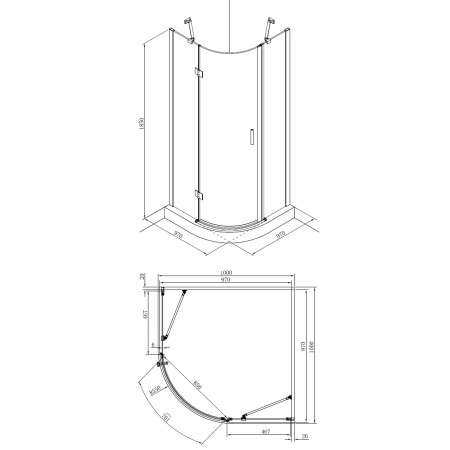 Pusapvalė dušo kabina BEF10 pilka be pado