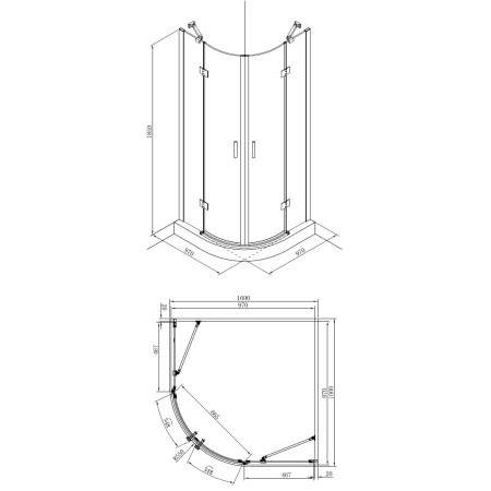 Pusapvalė dušo kabina BEF14 pilka be pado