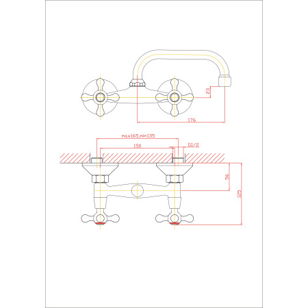 Maišytuvas sieninis B849-5A