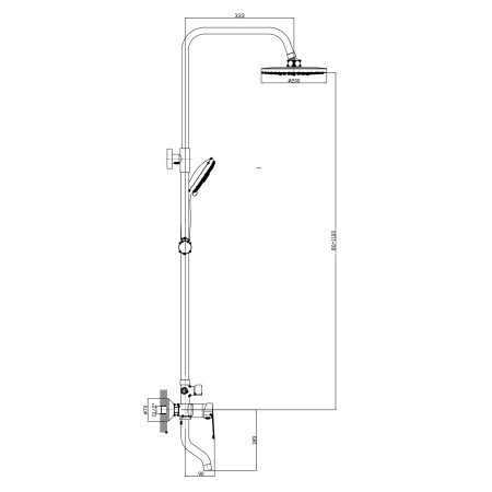 Dušo maišytuvas su stovu B101-14A