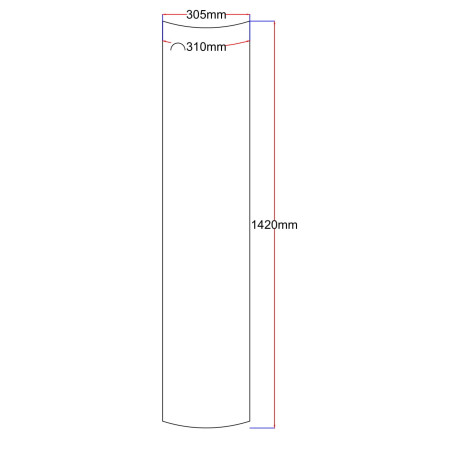 Dušo kabinos šoninis stiklas lenktas 305x1420 mm
