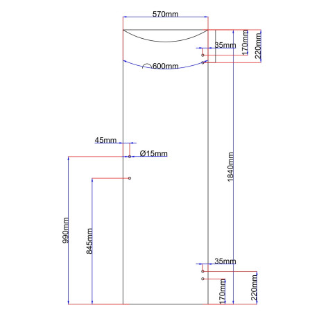 Dušo kabinos lenktos durys 570x1840 mm