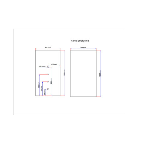 Dušo kabinos galinis stiklas 850x1560 mm baltas