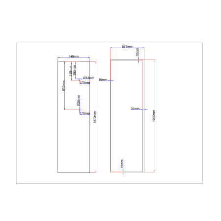 Dušo kabinos galinis stiklas 540x1870 mm juodas