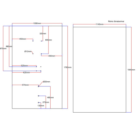 Dušo kabinos galinis stiklas 1080x1785 mm juodas