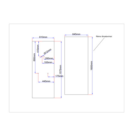 Juodas dušo kabinos galinis stiklas 610x1575 mm
