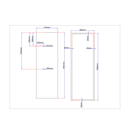 Juodas dušo kabinos galinis stiklas 610x1857 mm