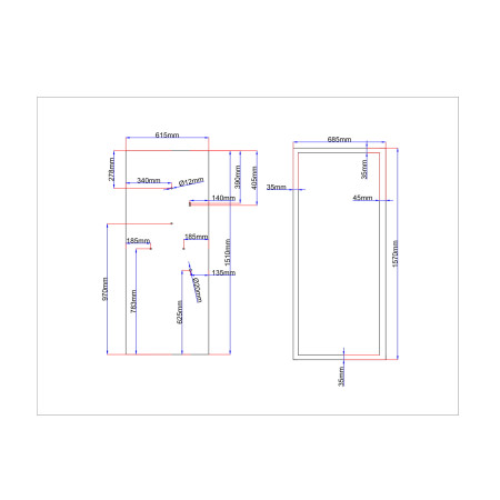 Juodas dušo kabinos galinis stiklas 615x1510 mm
