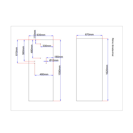 Dušo kabinos galinis stiklas 635x1590 mm juodas