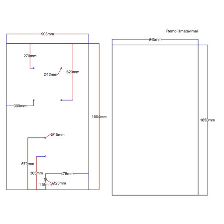 Dušo kabinos galinis stiklas 903x1604 mm juodas