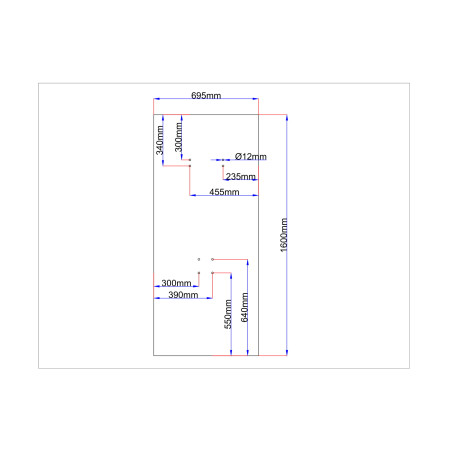 Juodas dušo kabinos galinis stiklas 695x1600 mm
