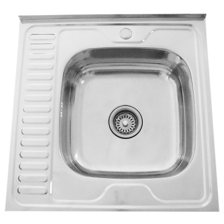 Nerūdijančio plieno plautuvė D6060A kairė su sifonu