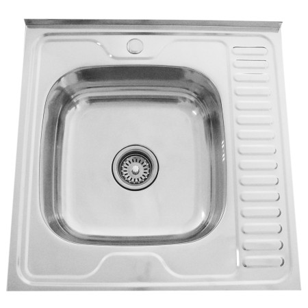 Nerūdijančio plieno plautuvė D6060A dešinė su sifonu