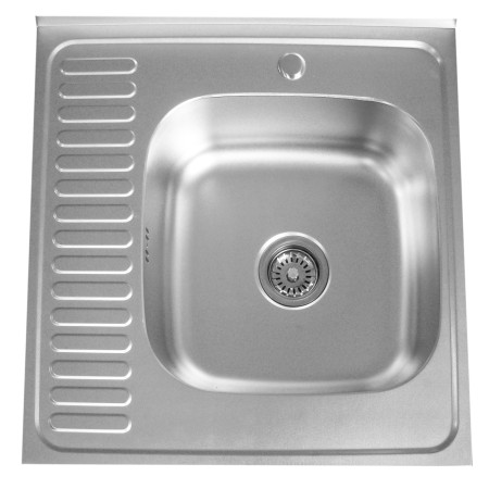 Nerūdijančio plieno plautuvė D6060P kairė su sifonu