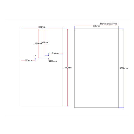 Dušo kabinos galinis stiklas 845x1560 juodas II