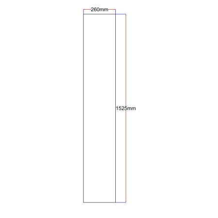 Dušo kabinos tiesus šoninis stiklas 260x1525 mm