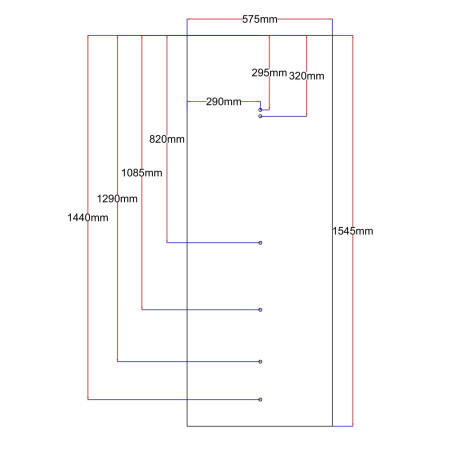 Dušo kabinos galinis stiklas 575x1545 mm juodas
